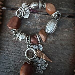 Silver and Brown Charm Bracelet